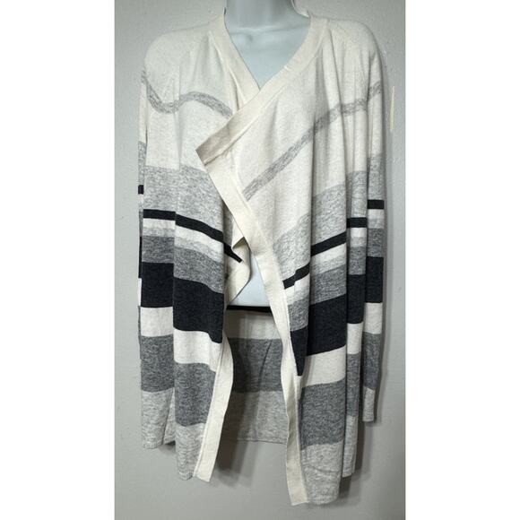 Loft Sweater Open Cardigan Women’s Size XS Draped Striped Wool Blend NEW - Picture 2 of 7